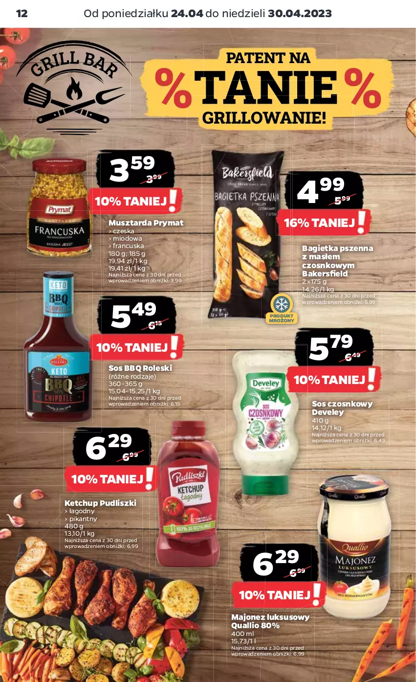 Gazetka promocyjna Netto - Artykuły spożywcze - ważna 24.04 do 30.04.2023 - strona 12 - produkty: Bagietka, Bagietka pszenna, Ketchup, Majonez, Mus, Musztarda, Prymat, Pudliszki, Sos, Sos czosnkowy