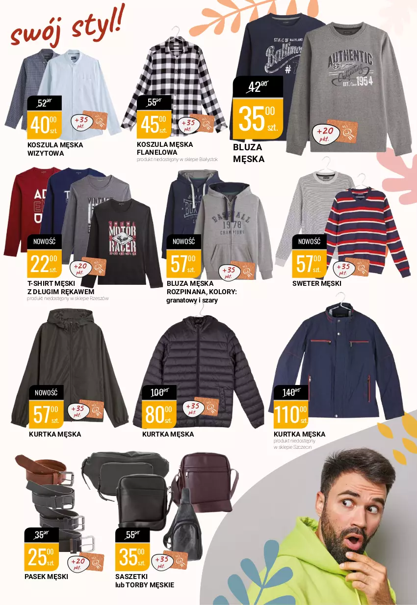 Gazetka promocyjna Bi1 - ważna 15.09 do 28.09.2021 - strona 5 - produkty: Bluza, Gra, Granat, Kosz, Koszula, Kurtka, Pasek, Pasek męski, Sweter, T-shirt