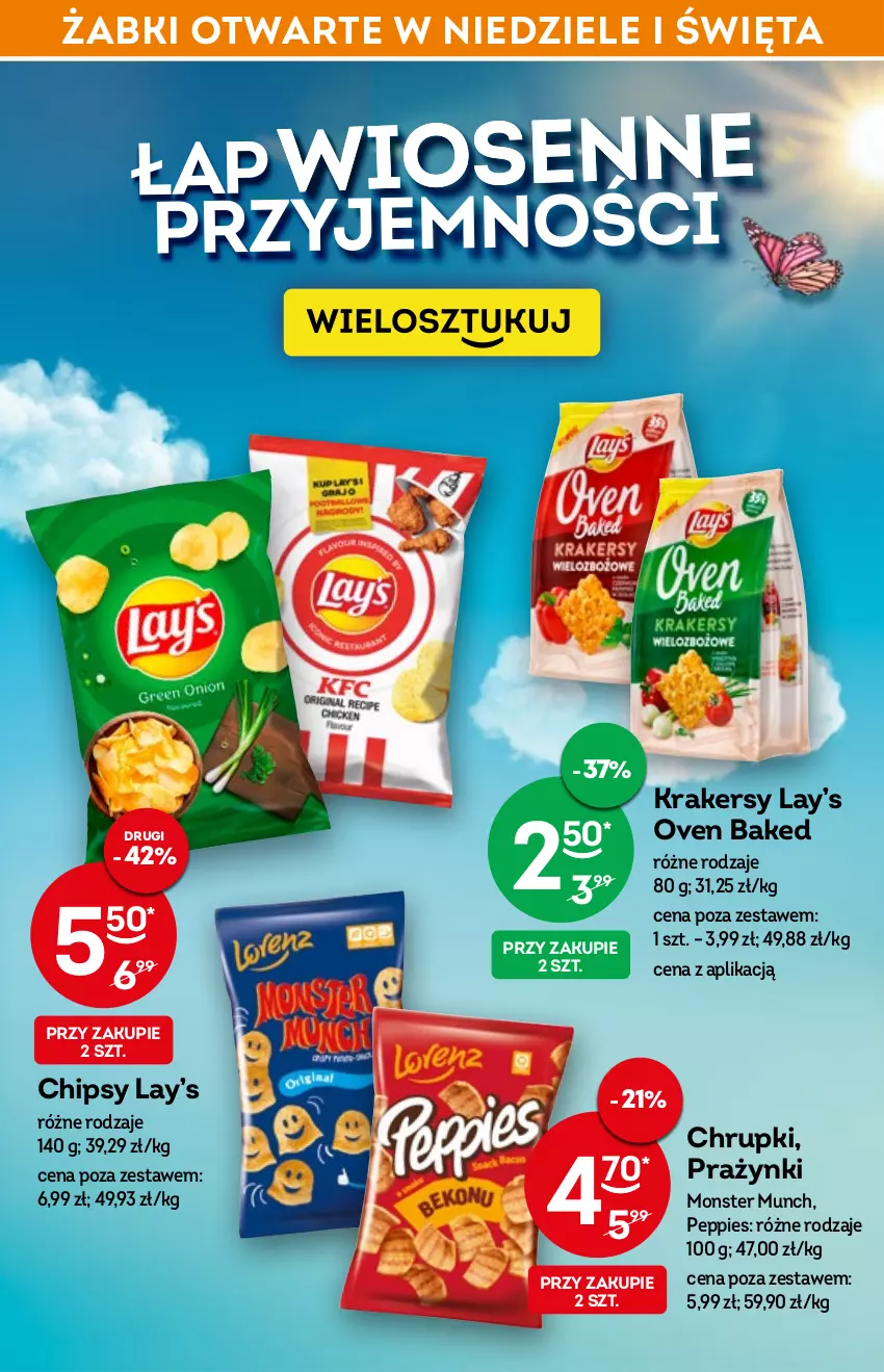 Gazetka promocyjna Żabka - ważna 13.04 do 19.04.2022 - strona 12 - produkty: Chipsy, Chrupki, Krakersy, Lay’s, Monster Munch