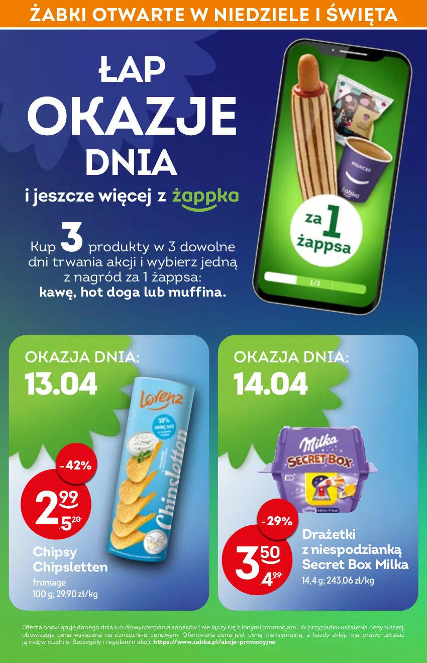 Gazetka promocyjna Żabka - ważna 13.04 do 19.04.2022 - strona 4 - produkty: Chipsy, Hot dog, Milka