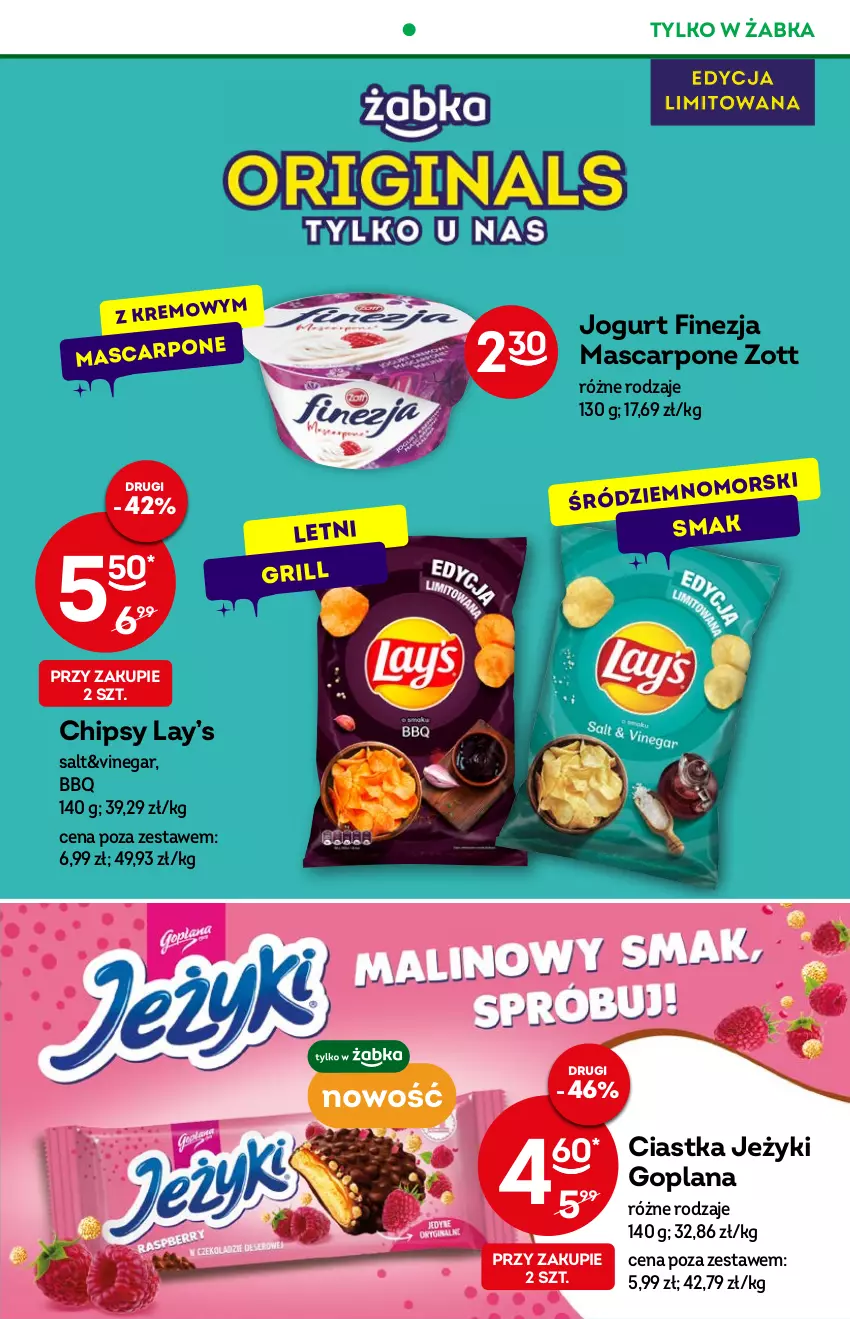 Gazetka promocyjna Żabka - ważna 13.07 do 19.07.2022 - strona 15 - produkty: Chipsy, Ciastka, Goplana, Grill, Jeżyki, Jogurt, LANA, Lay’s, Mascarpone, Zott