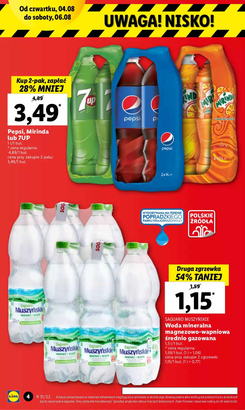 Gazetka promocyjna Lidl - GAZETKA - ważna 04.08 do 06.08.2022 - strona 4 - produkty: 7up, Magnez, Mirinda, Mus, Pepsi, Waga, Woda, Woda mineralna