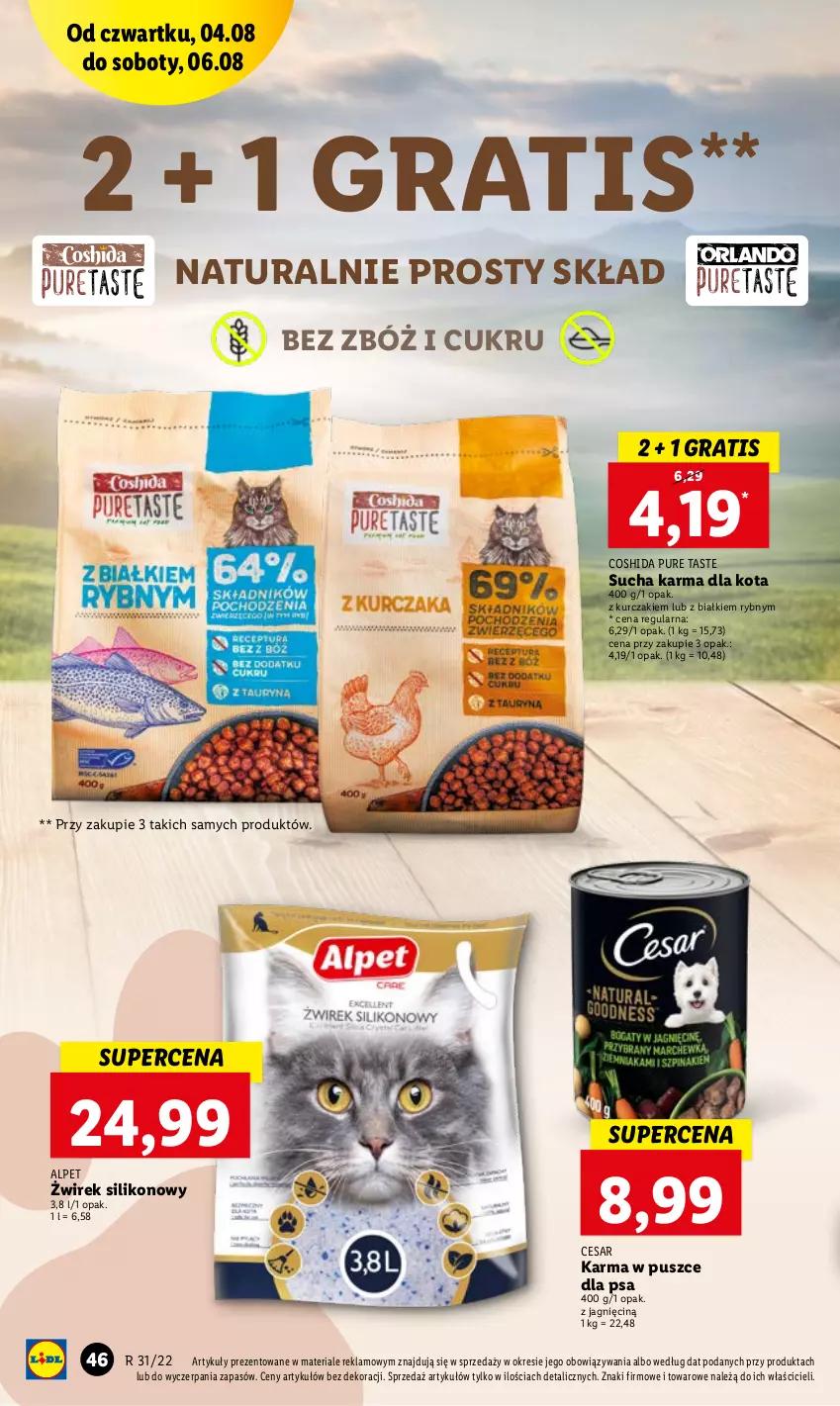 Gazetka promocyjna Lidl - GAZETKA - ważna 04.08 do 06.08.2022 - strona 46 - produkty: Gra, Kurczak, Pur, Sucha karma