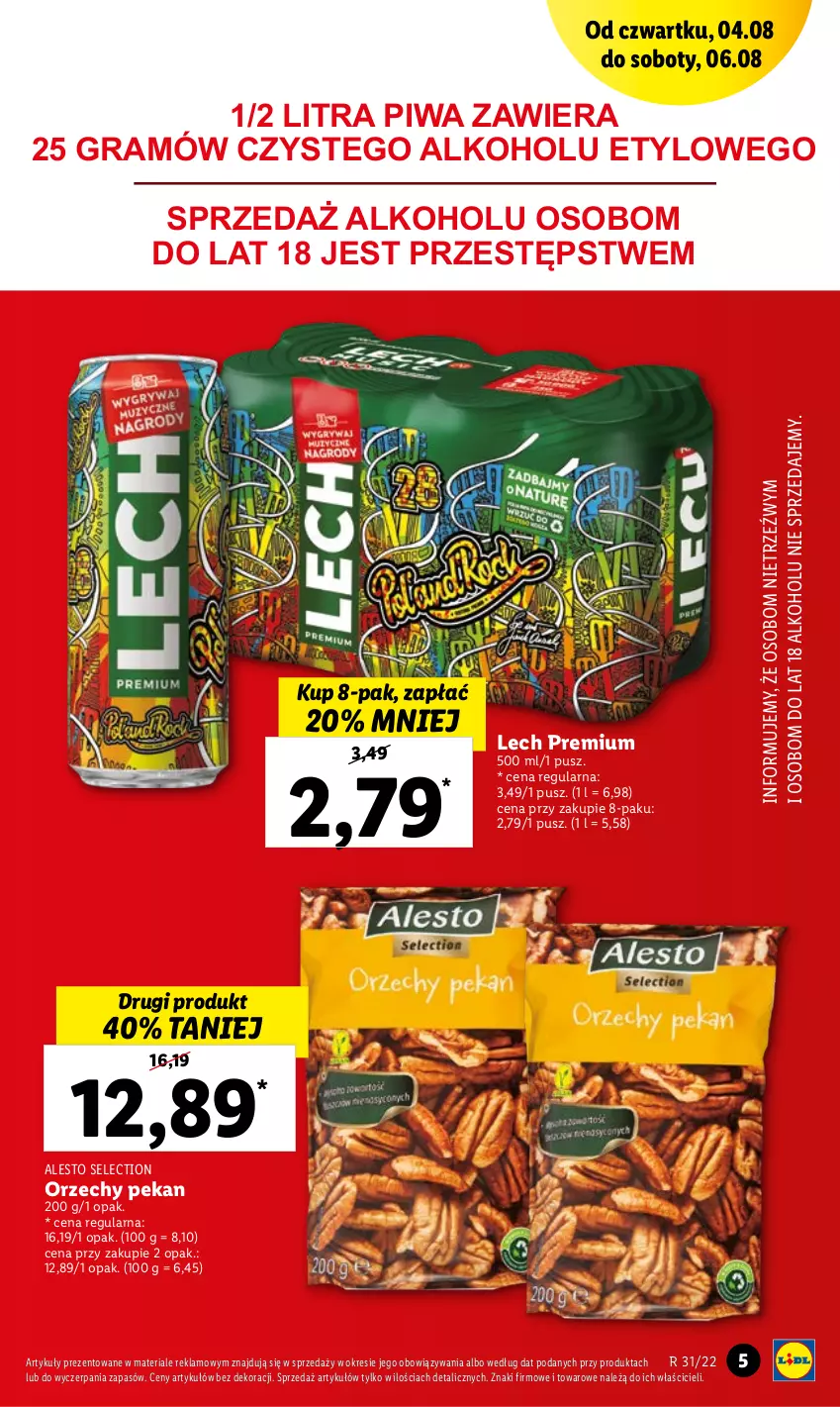 Gazetka promocyjna Lidl - GAZETKA - ważna 04.08 do 06.08.2022 - strona 5 - produkty: Gra, Lech Premium, Piwa