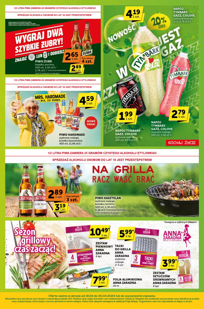 Gazetka promocyjna ABC - ważna 18.04 do 30.04.2024 - strona 4 - produkty: Folia aluminiowa, Gra, Grill, Kasztelan, Piwa, Piwo, Tymbark