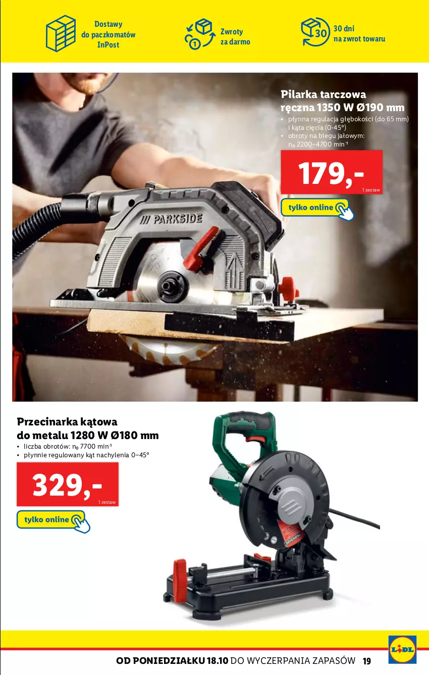 Gazetka promocyjna Lidl - KATALOG SKLEPU ONLINE WARSZAT - ważna 18.10 do 31.12.2021 - strona 19 - produkty: Pilarka tarczowa, Przecinarka