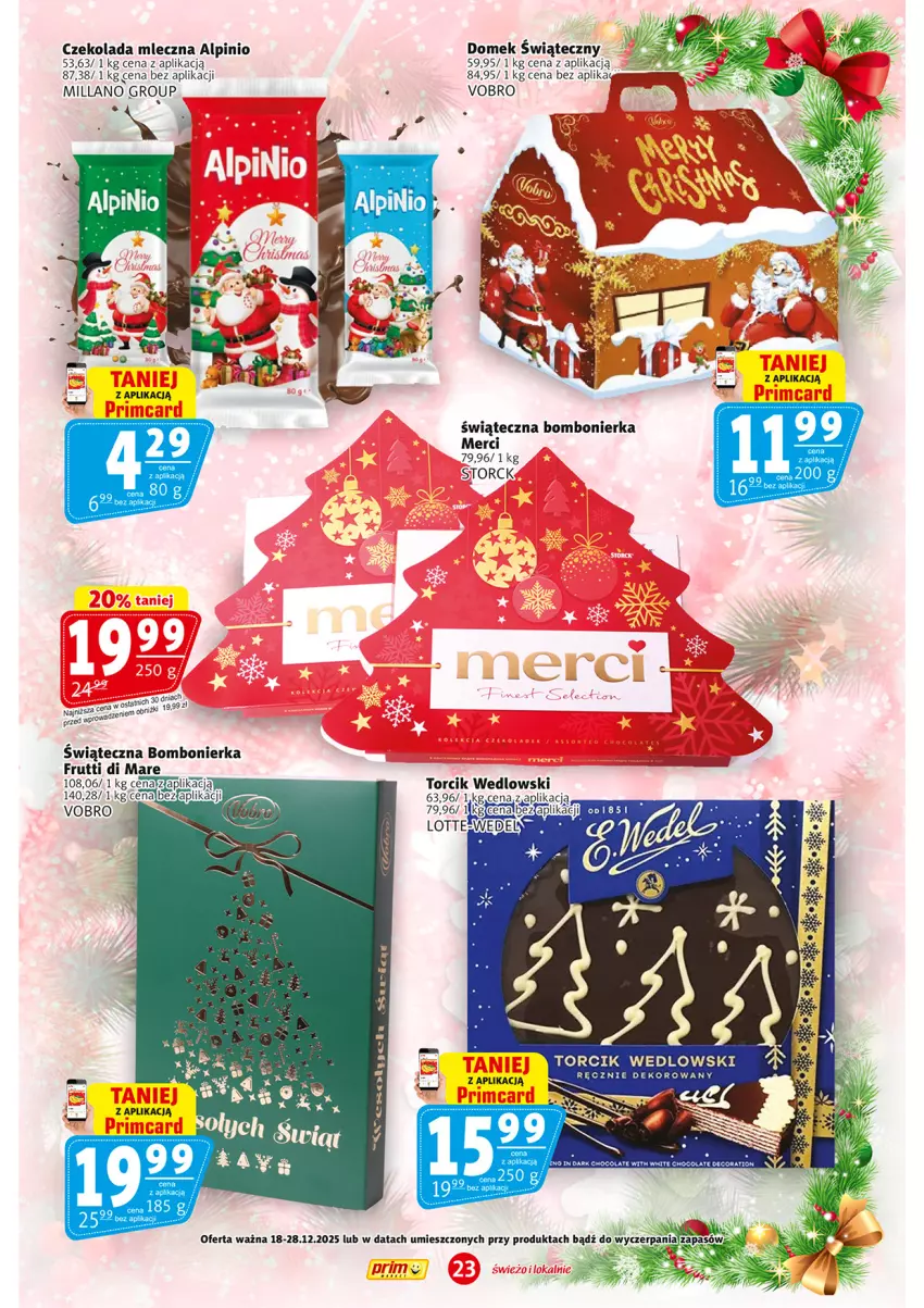 Gazetka promocyjna Prim Market - ważna 18.12 do 28.12.2025 - strona 23 - produkty: Czekolada, Czekolada mleczna, Fa, Merci