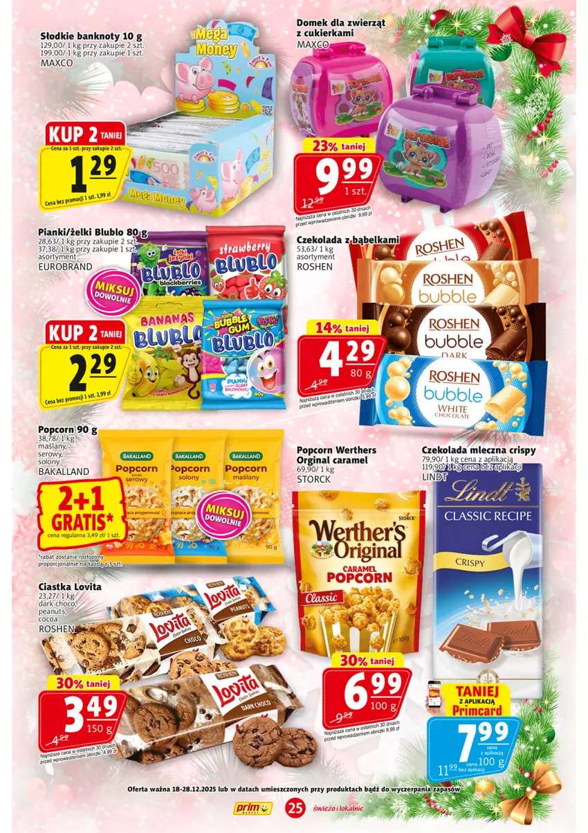 Gazetka promocyjna Prim Market - ważna 18.12 do 28.12.2025 - strona 25 - produkty: Bakalland, Ciastka, Cukier, Czekolada, Czekolada mleczna, Gin, Lovi, Popcorn, Por