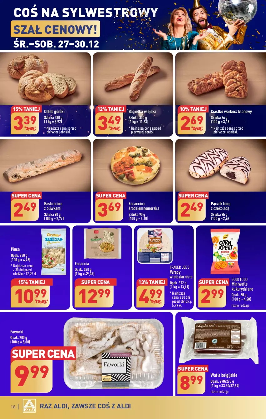 Gazetka promocyjna Aldi - Pełna oferta - ważna 27.12 do 30.12.2023 - strona 18 - produkty: Bagietka, Chleb, Fa, Faworki, Focaccia, Koc, LG, Pączek, Wafle