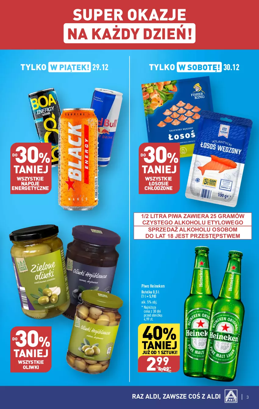 Gazetka promocyjna Aldi - Pełna oferta - ważna 27.12 do 30.12.2023 - strona 3 - produkty: Gra, Heineken, Napoje, Oliwki, Piwa, Piwo, Sos