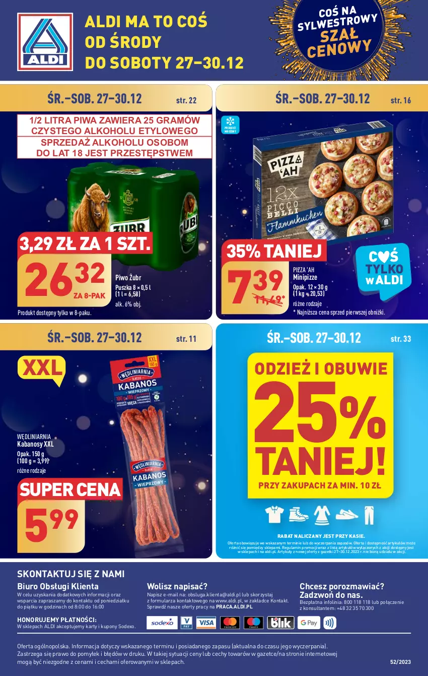 Gazetka promocyjna Aldi - Pełna oferta - ważna 27.12 do 30.12.2023 - strona 35 - produkty: Biuro, Gra, Kabanos, O nas, Obuwie, Piwa, Piwo, Pizza, Por