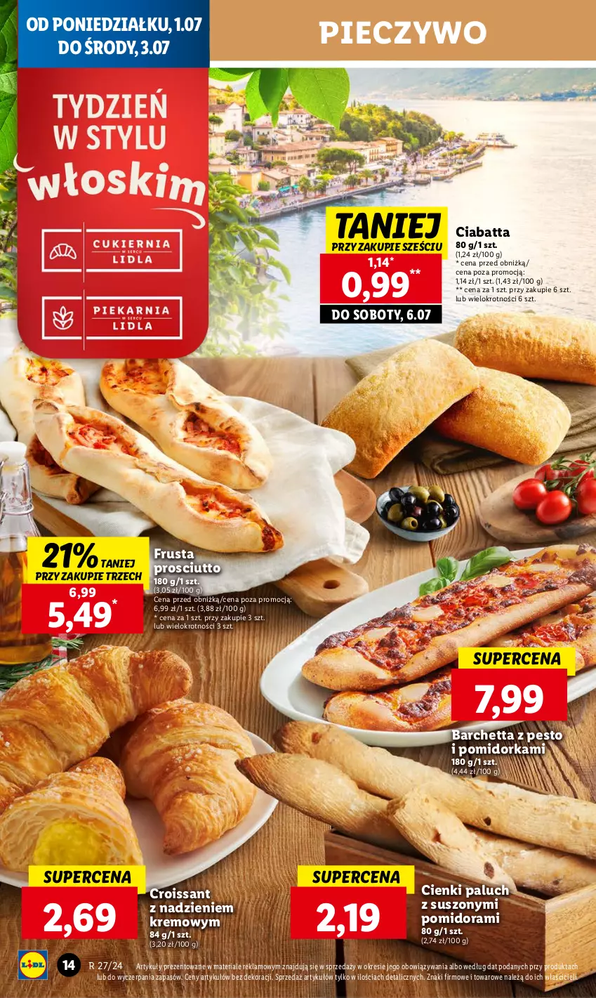 Gazetka promocyjna Lidl - GAZETKA - ważna 01.07 do 03.07.2024 - strona 18 - produkty: Ciabatta, Croissant, Orka, Pesto, Piec, Pieczywo, Prosciutto, Rust