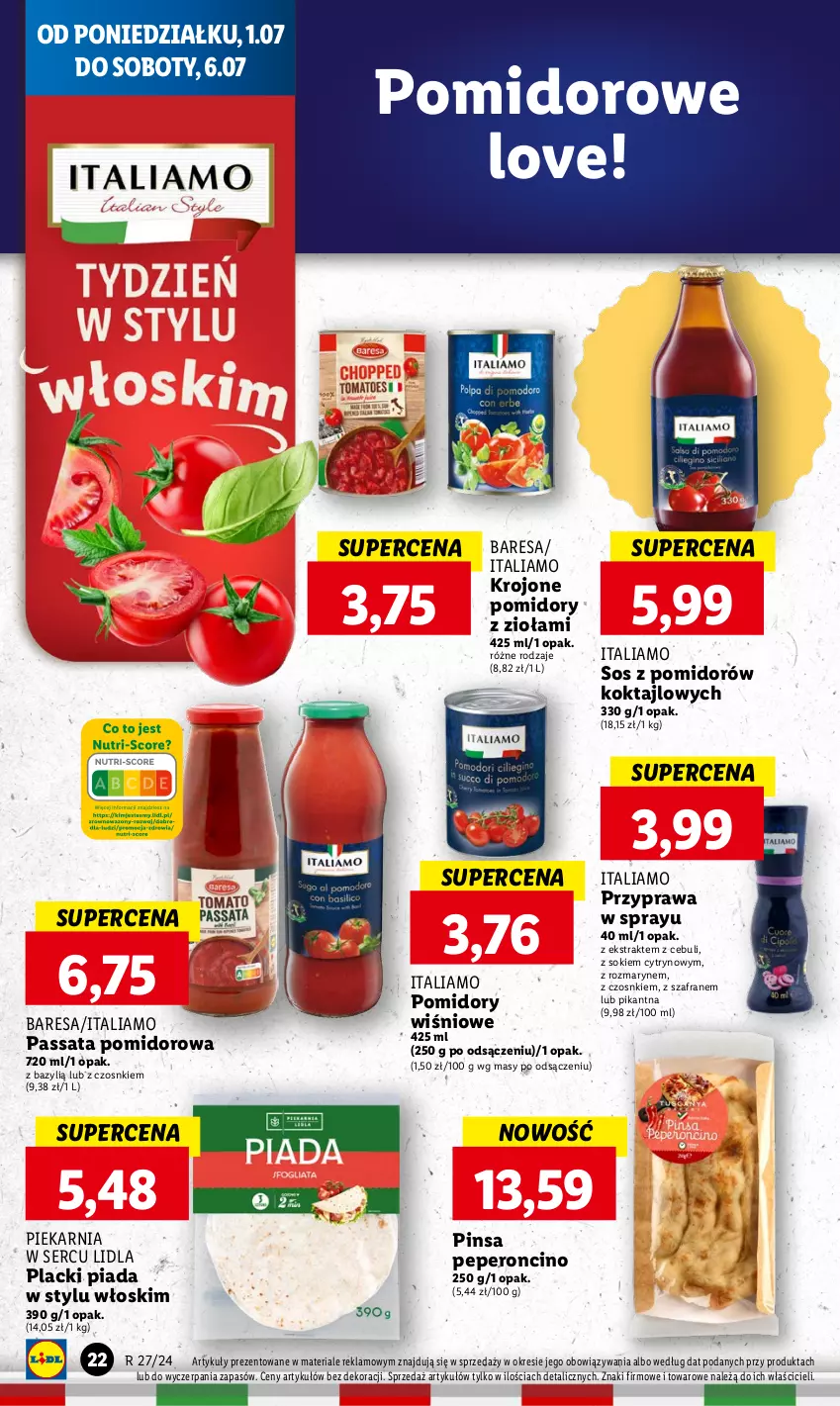 Gazetka promocyjna Lidl - GAZETKA - ważna 01.07 do 03.07.2024 - strona 26 - produkty: Bazyl, Lack, Pomidory, Ser, Sok, Sos, Szafran