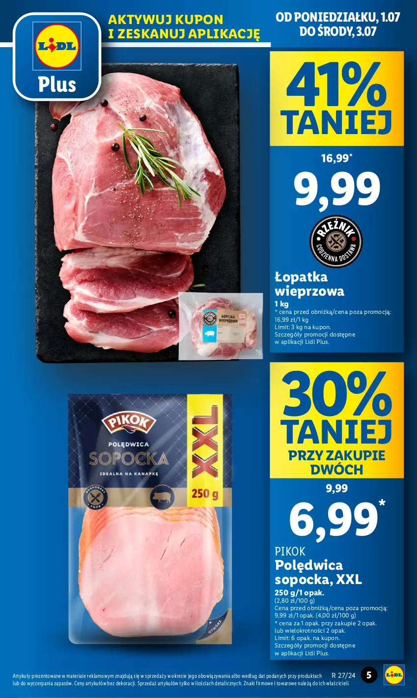 Gazetka promocyjna Lidl - GAZETKA - ważna 01.07 do 03.07.2024 - strona 5 - produkty: PIKOK, Polędwica