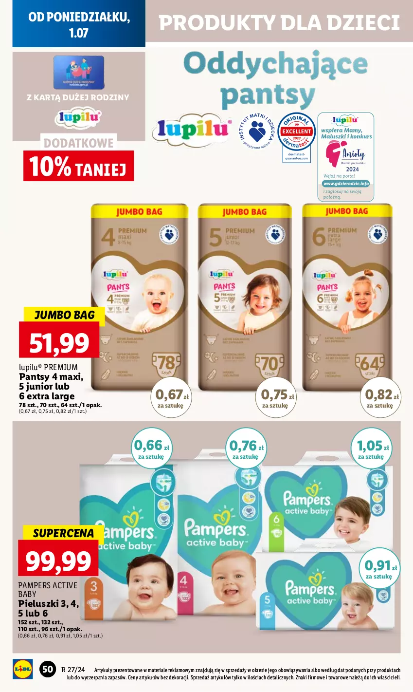 Gazetka promocyjna Lidl - GAZETKA - ważna 01.07 do 03.07.2024 - strona 58 - produkty: Dzieci, O Bag, Pampers