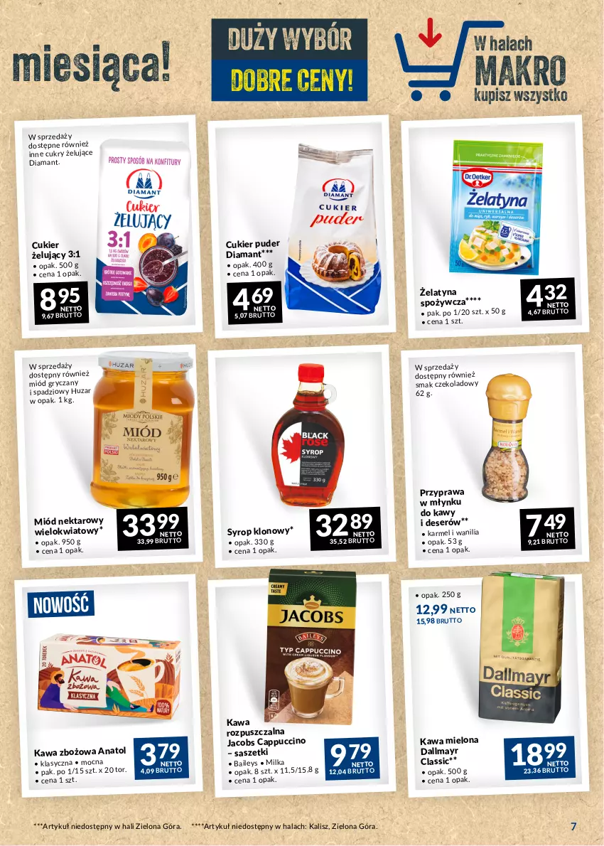 Gazetka promocyjna Makro - Najlepsze oferty - ważna 30.05 do 26.06.2023 - strona 7 - produkty: Cappuccino, Cukier, Cukier puder, Dallmayr, Deser, Diamant, Gry, Jacobs, Kawa, Kawa mielona, Kawa rozpuszczalna, Kawa zbożowa, Milka, Miód, Nektar, Puder, Ser, Syrop