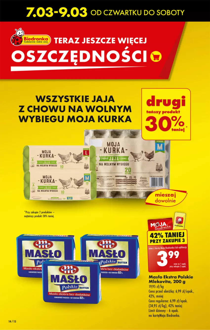 Gazetka promocyjna Biedronka - Od czwartku - ważna 07.03 do 13.03.2024 - strona 14 - produkty: Dron, Jaja, Masło, Mleko, Mlekovita, Tera