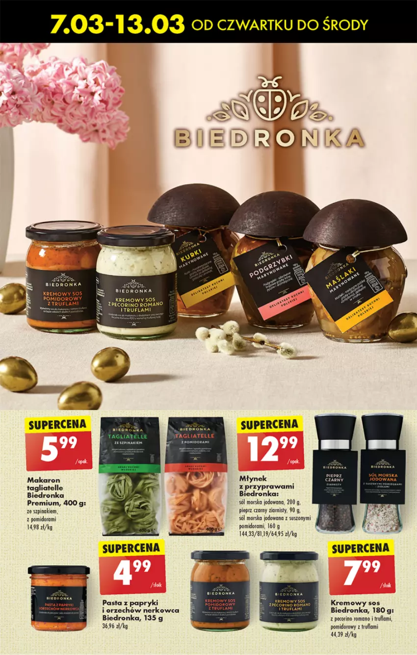 Gazetka promocyjna Biedronka - Od czwartku - ważna 07.03 do 13.03.2024 - strona 34 - produkty: Dron, Makaron, Młynek, Pecorino, Pieprz, Sól, Sos, Szpinak, Tagliatelle, Top