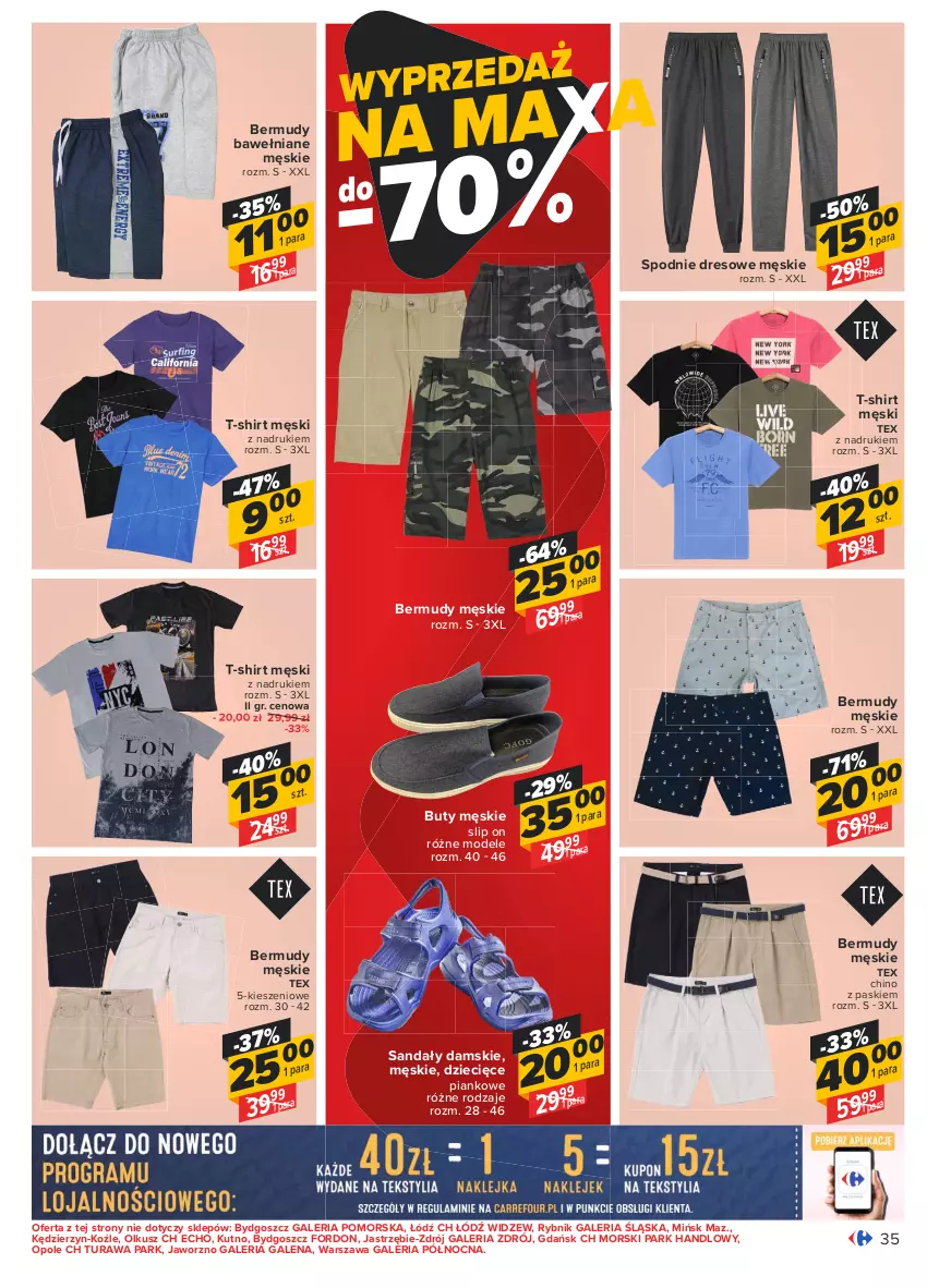 Gazetka promocyjna Carrefour - Gazetka Carrefour - ważna 14.06 do 27.06.2021 - strona 35 - produkty: Bermudy, Buty, Dres, Dzieci, Sandał, Spodnie, Spodnie dresowe, T-shirt