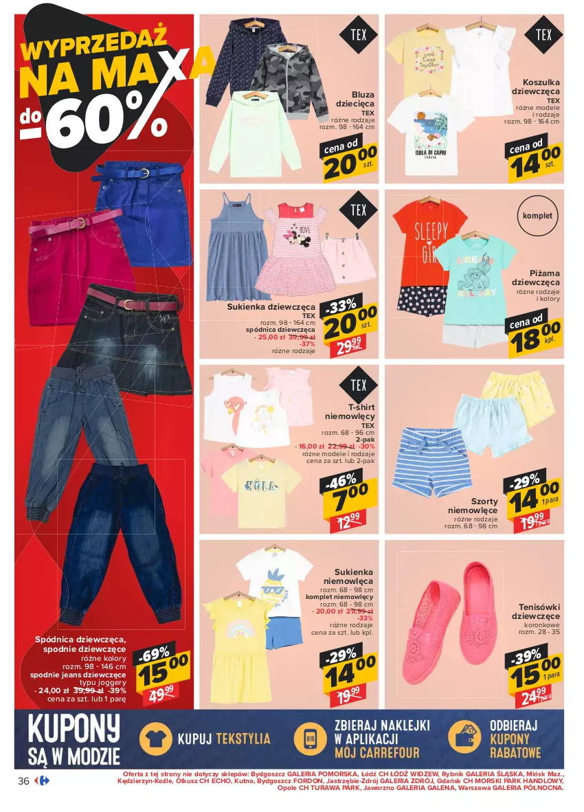 Gazetka promocyjna Carrefour - Gazetka Carrefour - ważna 14.06 do 27.06.2021 - strona 36 - produkty: Bluza, Dzieci, Kosz, Koszulka, Piżama, Spódnica, Spodnie, Spodnie jeans, Sukienka, Szorty, T-shirt, Tenisówki