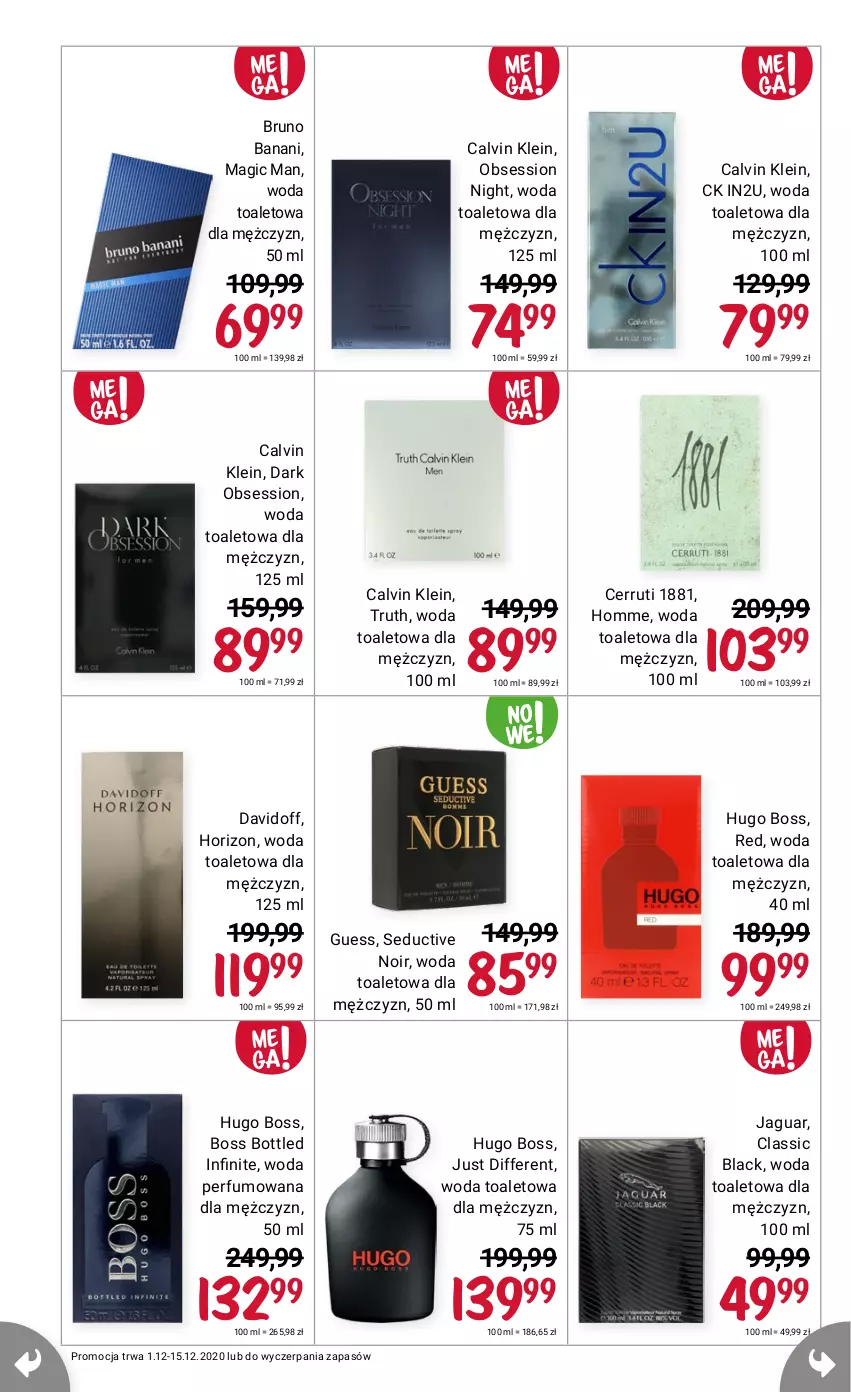 Gazetka promocyjna Rossmann - 1 Grudnia - ważna 01.12 do 15.12.2021 - strona 10 - produkty: Bruno Banani, Calvin Klein, Cerruti, Davidoff, Hugo Boss, Jaguar, Perfum, SESSIO, Woda, Woda toaletowa