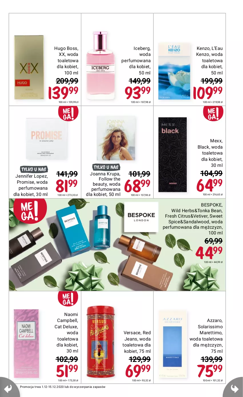 Gazetka promocyjna Rossmann - 1 Grudnia - ważna 01.12 do 15.12.2021 - strona 9 - produkty: Azzaro, Bell, Hugo Boss, Joanna, Joanna Krupa, Kenzo, Lack, Mexx, Naomi Campbell, Perfum, Versace, Woda, Woda perfumowana, Woda toaletowa