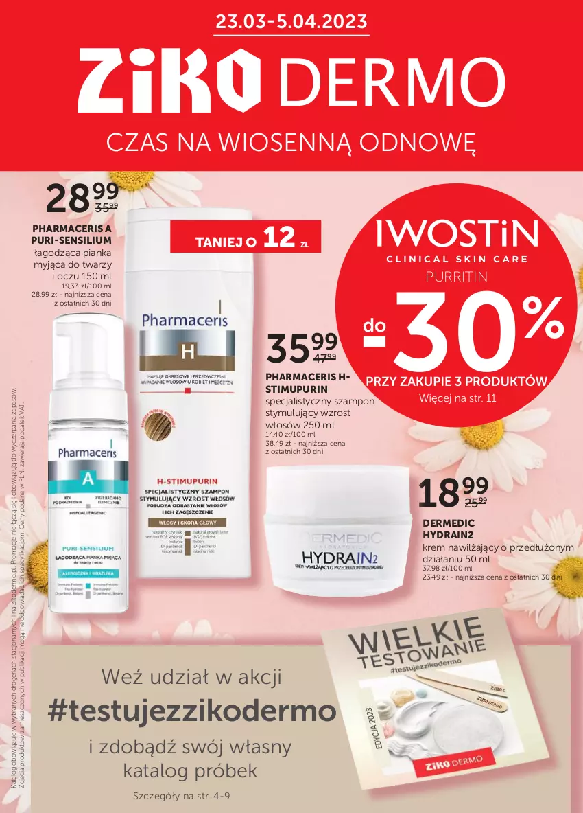 Gazetka promocyjna Ziko - Gazetka Ziko Dermo - ważna 23.03 do 05.04.2023 - strona 1 - produkty: Acer, Dermedic, HP, Krem nawilżający, Pharmaceris, Pur, Ser, Szampon