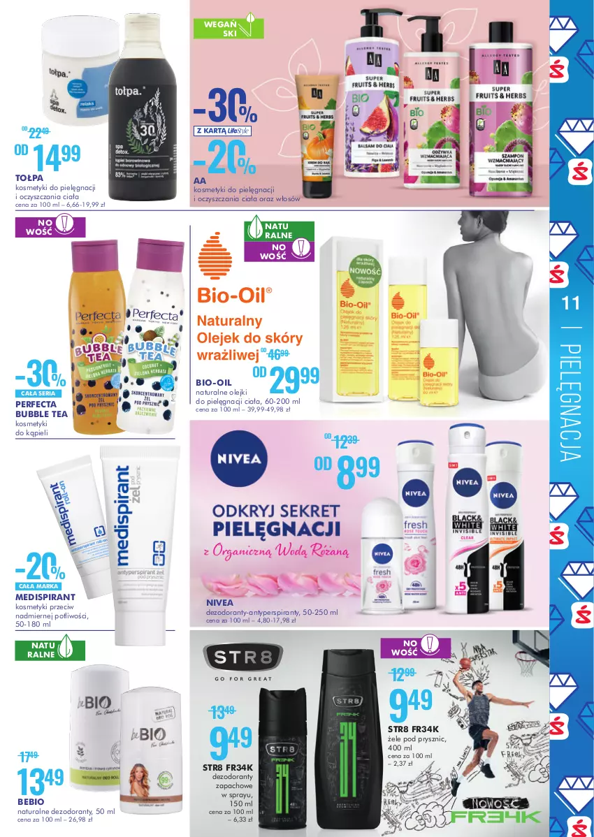 Gazetka promocyjna Super Pharm - Gazetka - ważna 06.04 do 19.04.2021 - strona 11 - produkty: Antyperspirant, Bio-Oil, Dezodorant, Kosmetyki do pielęgnacji, Nivea, Olej, Perfecta, Ser, Str8, Tołpa