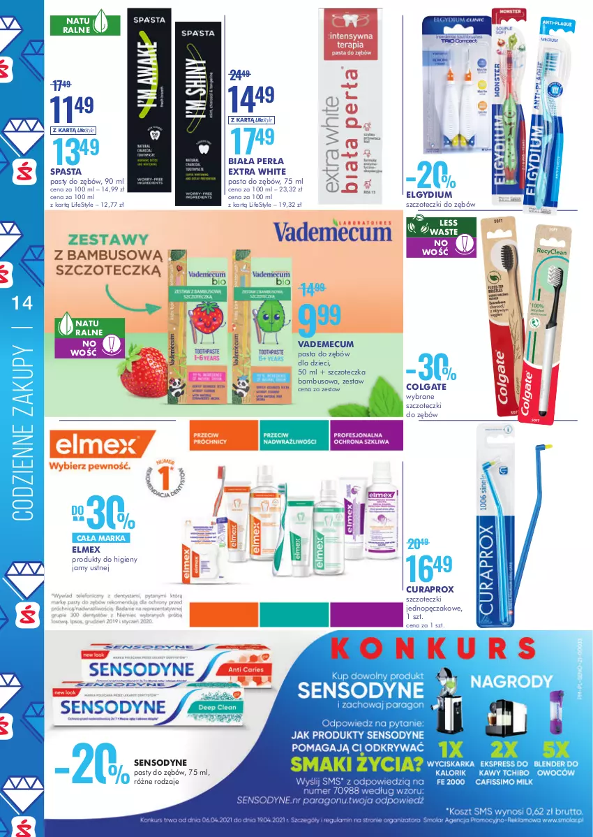 Gazetka promocyjna Super Pharm - Gazetka - ważna 06.04 do 19.04.2021 - strona 14 - produkty: Colgate, Curaprox, Dzieci, Elgydium, Elmex, LG, Pasta do zębów, Perła, Sensodyne, Szczoteczka, Vademecum