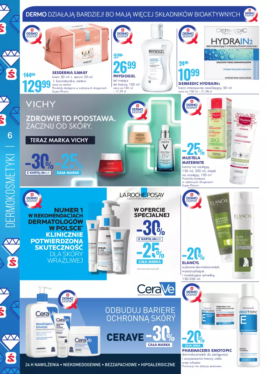 Gazetka promocyjna Super Pharm - Gazetka - ważna 06.04 do 19.04.2021 - strona 6 - produkty: Acer, Dermedic, Kosmetyczka, Kosmetyki do pielęgnacji, Mus, Mustela, Olej, Pharmaceris, Physiogel, Rum, Ser, Serum, Sesderma, Top