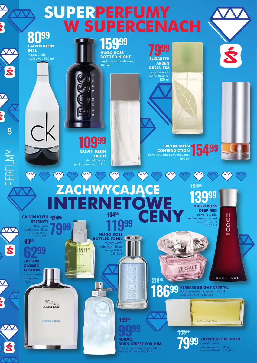 Gazetka promocyjna Super Pharm - Gazetka - ważna 06.04 do 19.04.2021 - strona 8 - produkty: Adidas, Calvin Klein, Elizabeth Arden, Hugo Boss, Jaguar, Perfum, Versace, Woda, Woda perfumowana, Woda toaletowa