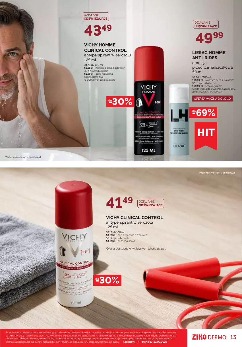 Gazetka promocyjna Ziko - Gazetka Ziko Dermo - ważna 10.09 do 23.09.2026 - strona 13 - produkty: Antyperspirant, Apteka, Clin, Control, Emulsja, Lierac, Mars, Vichy