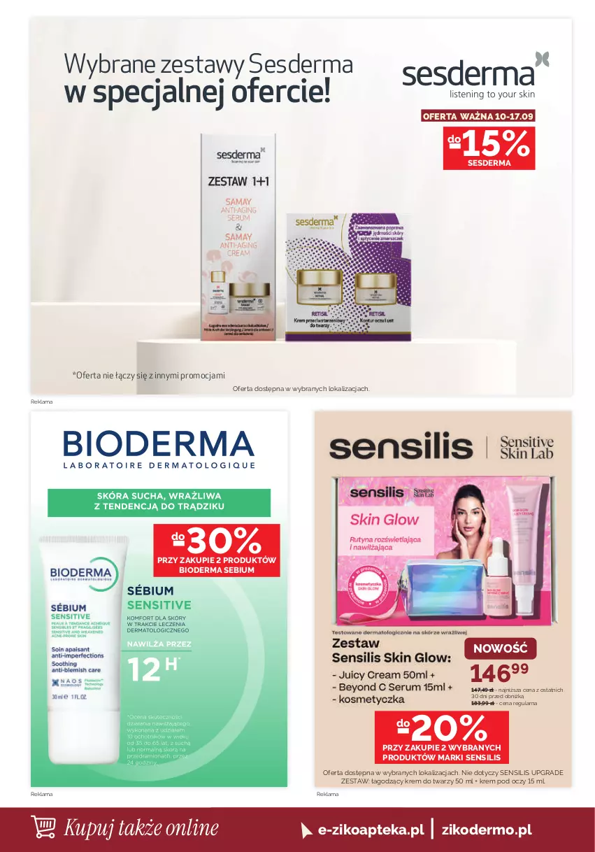 Gazetka promocyjna Ziko - Gazetka Ziko Dermo - ważna 10.09 do 23.09.2026 - strona 18 - produkty: Apteka, Bioderma, Gra, Krem do twarzy, Krem pod oczy, Sesderma