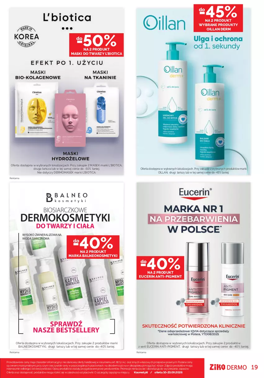 Gazetka promocyjna Ziko - Gazetka Ziko Dermo - ważna 10.09 do 23.09.2026 - strona 19 - produkty: Apteka, L'Biotica, Oillan, Ser, Sok, Woda