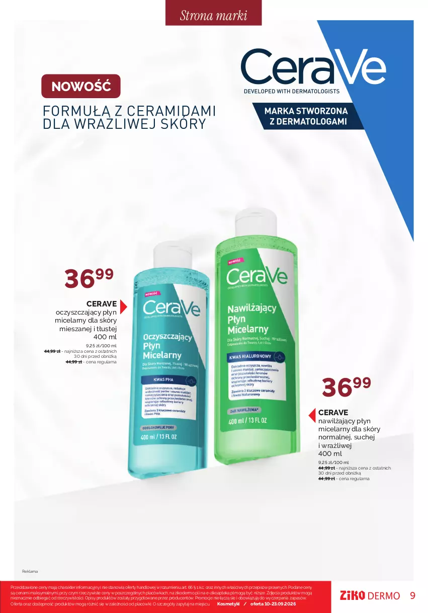 Gazetka promocyjna Ziko - Gazetka Ziko Dermo - ważna 10.09 do 23.09.2026 - strona 9 - produkty: Apteka, CeraVe, Płyn micelarny