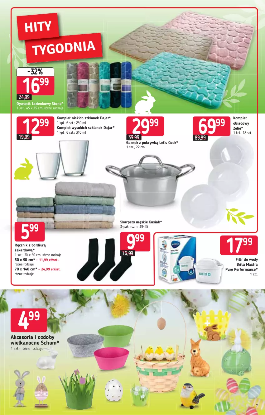 Gazetka promocyjna Stokrotka - Market - ważna 18.03 do 24.03.2021 - strona 7 - produkty: Brit, Brita, Brita Maxtra, Dywan, Dywanik, Dywanik łazienkowy, Garnek, Karp, Komplet obiadowy, Pur, Ręcznik, Sok