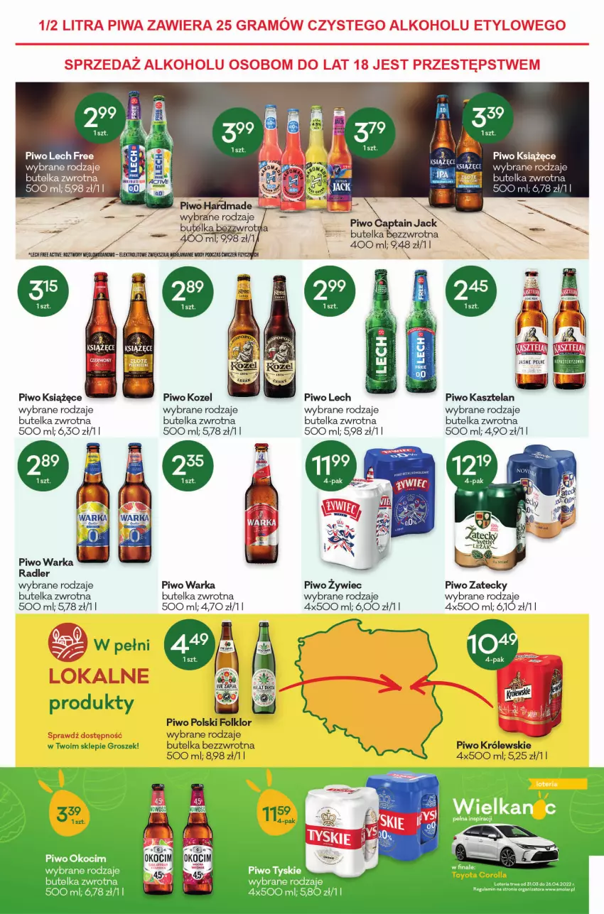 Gazetka promocyjna Groszek - ważna 17.03 do 29.03.2022 - strona 11 - produkty: AEG, Captain Jack, Gra, Grejpfrut, Groszek, Kasztelan, Koc, Kozel, Królewski, Książęce, Maska, Okocim, Piwa, Piwo, Radler, Warka