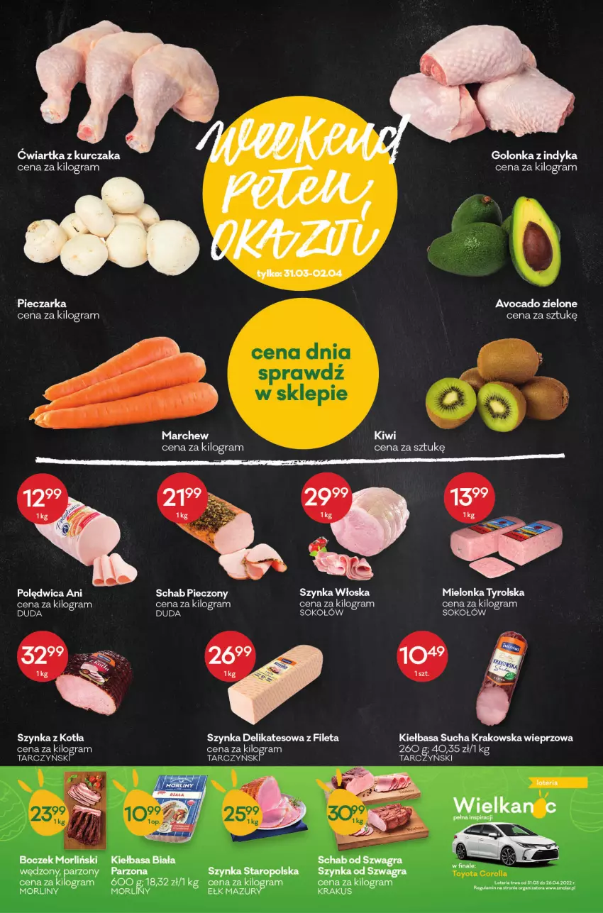 Gazetka promocyjna Groszek - ważna 17.03 do 29.03.2022 - strona 3 - produkty: Avocado, Boczek, Duda, Golonka z indyka, Gra, Kiełbasa, Krakus, Kurczak, Mielonka tyrolska, Morliny, Piec, Pieczarka, Polędwica, Schab pieczony, Sok, Sokołów, Szynka, Szynka delikatesowa, Tarczyński