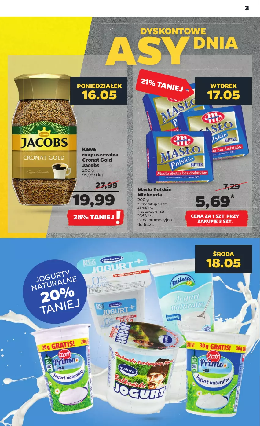 Gazetka promocyjna Netto - Gazetka spożywcza - ważna 16.05 do 21.05.2022 - strona 3 - produkty: Jacobs, Kawa, Kawa rozpuszczalna, Masło, Mleko, Mlekovita