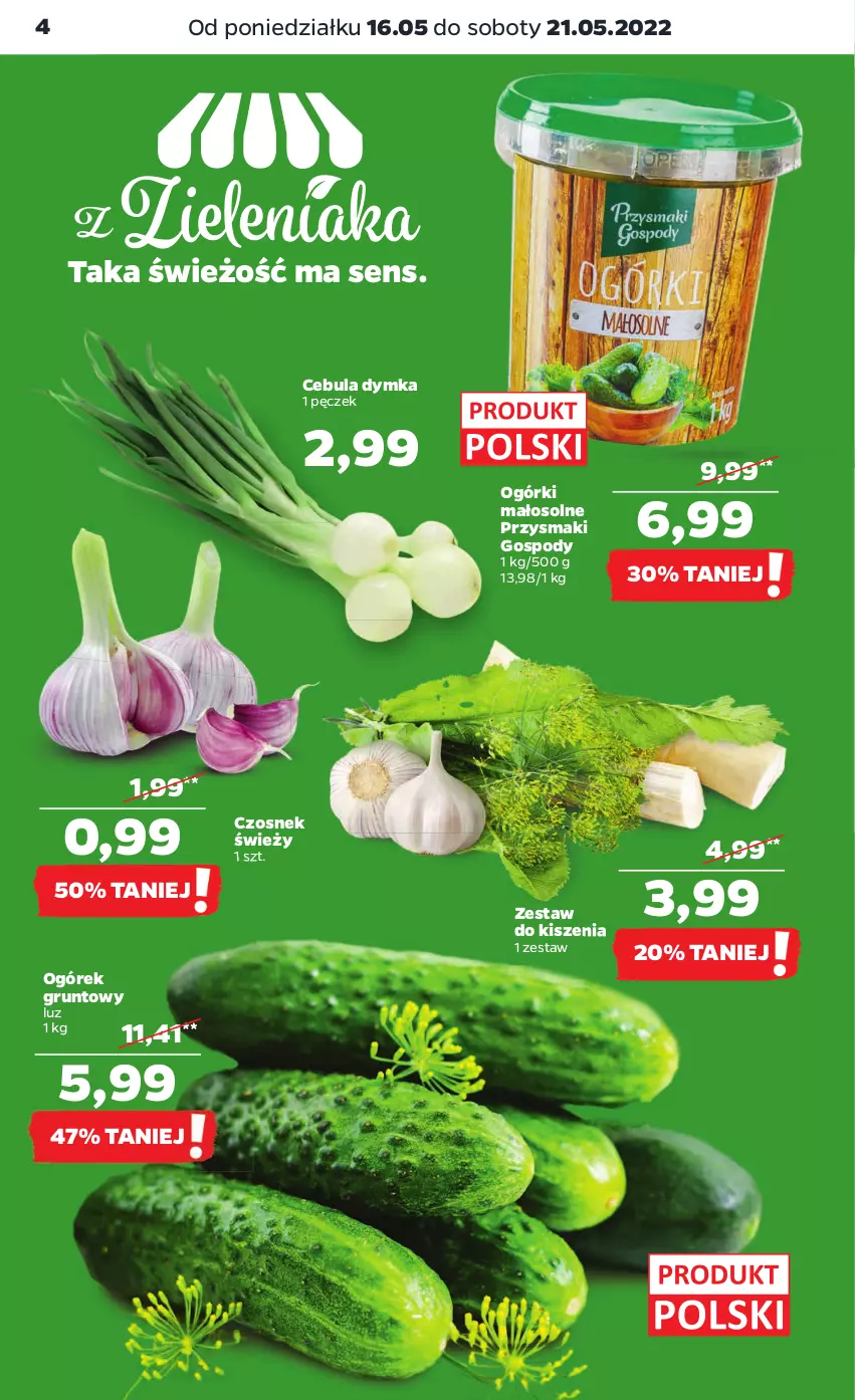 Gazetka promocyjna Netto - Gazetka spożywcza - ważna 16.05 do 21.05.2022 - strona 4 - produkty: Cebula, Czosnek, Grunt, Ogórek, Przysmaki