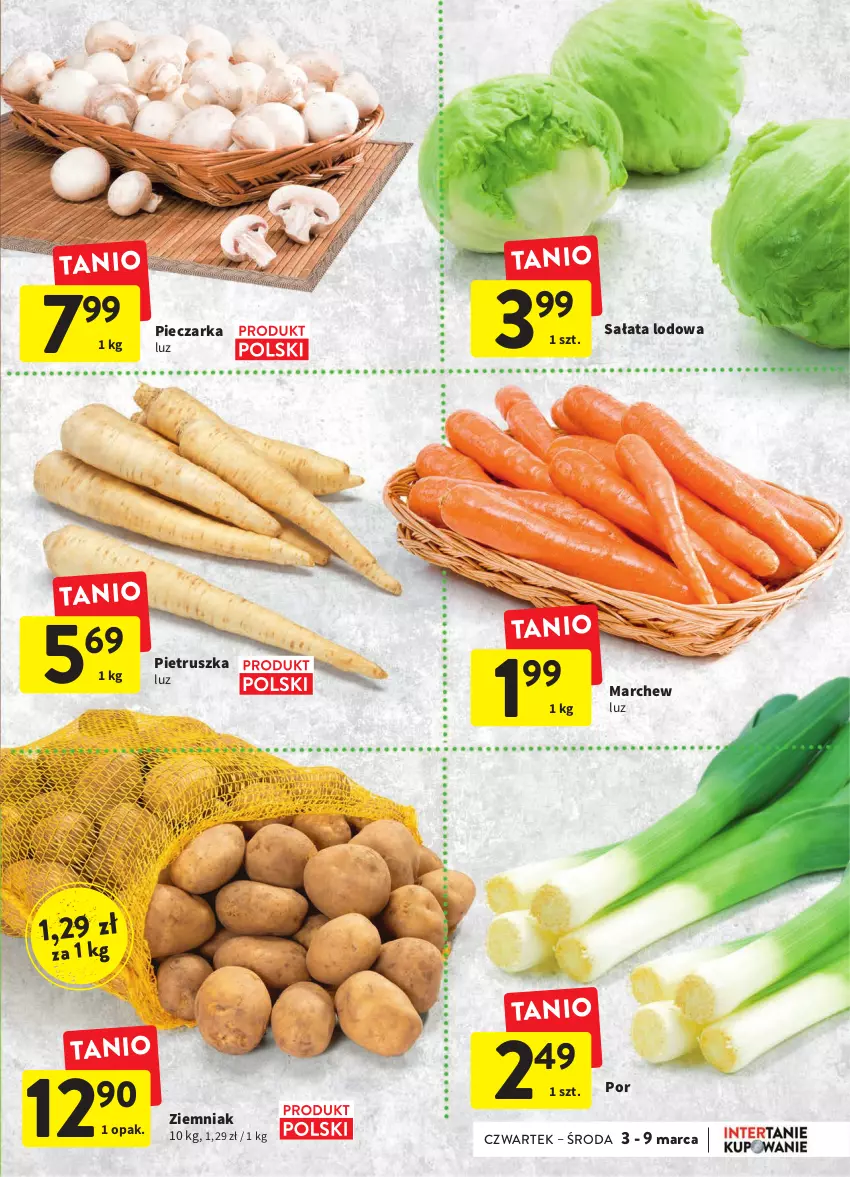 Gazetka promocyjna Intermarche - ważna 03.03 do 09.03.2022 - strona 9 - produkty: Piec, Pieczarka, Pietruszka, Por, Sałat, Sałata lodowa