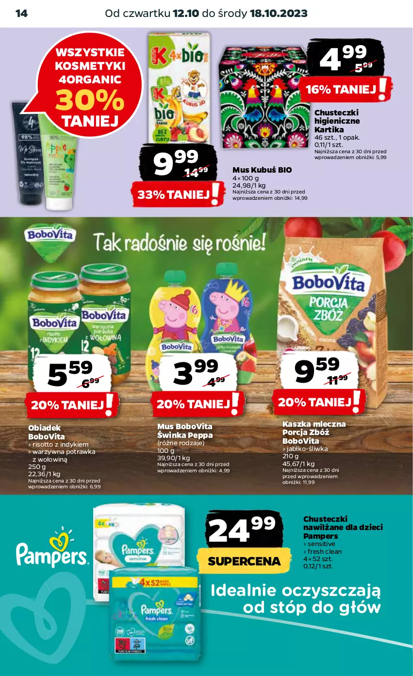 Gazetka promocyjna Netto - Artykuły spożywcze - ważna 12.10 do 18.10.2023 - strona 14 - produkty: BoboVita, Chusteczki, Dzieci, Inka, Kubuś, Mus, Pampers, Por