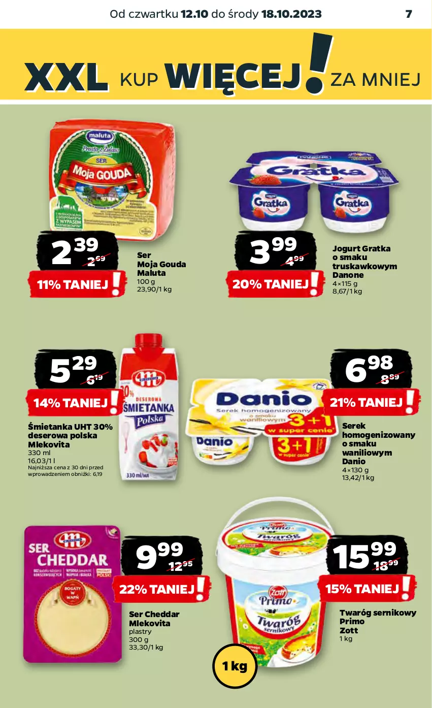 Gazetka promocyjna Netto - Artykuły spożywcze - ważna 12.10 do 18.10.2023 - strona 7 - produkty: Cheddar, Danio, Danone, Deser, Gouda, Gra, Jogurt, Mleko, Mlekovita, Ser, Serek, Serek homogenizowany, Twaróg, Zott