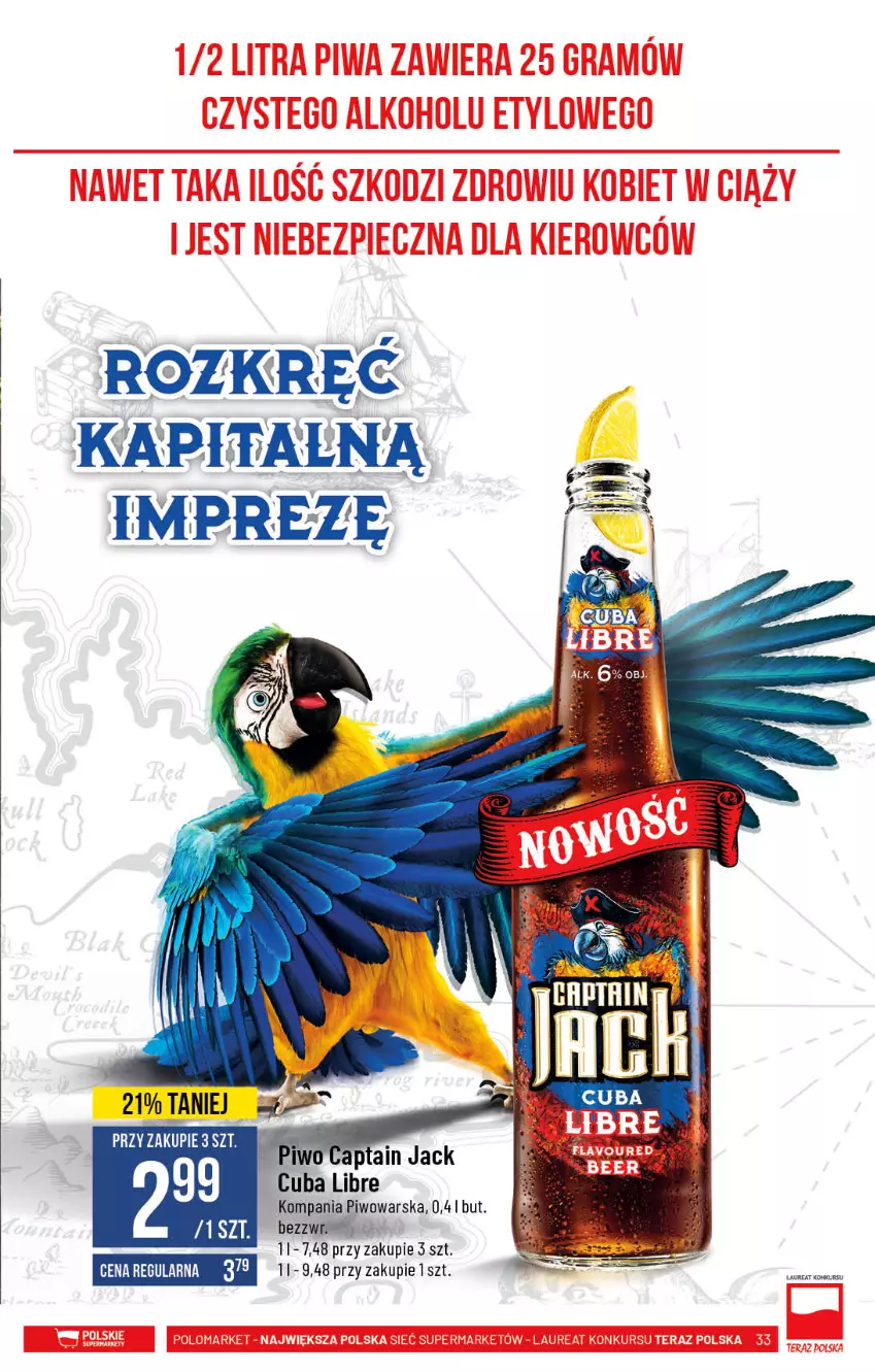 Gazetka promocyjna PoloMarket - Gazetka promocyjna  r - ważna 05.05 do 11.05.2021 - strona 33 - produkty: Captain Jack, Piwo