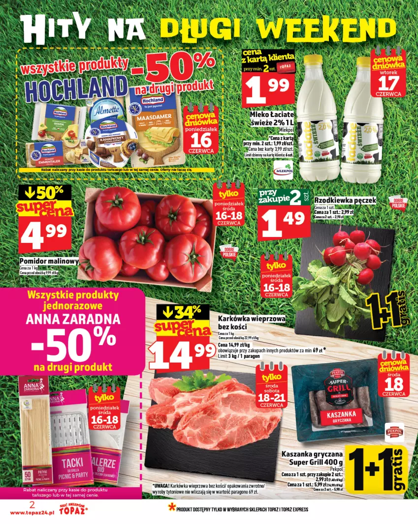Gazetka promocyjna Topaz - Gazetka - ważna 12.06 do 18.06.2025 - strona 2 - produkty: Grill, Gry, Karkówka wieprzowa, Kasza, Kaszanka, Pekpol, Top, Waga