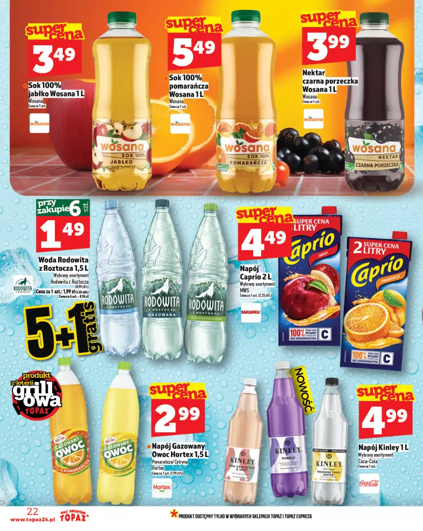 Gazetka promocyjna Topaz - Gazetka - ważna 12.06 do 18.06.2025 - strona 22 - produkty: Hortex, Napój, Por, Sok, Sos, Top, Woda, Wosana