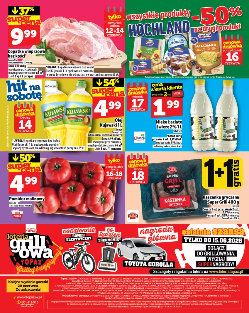 Gazetka promocyjna Topaz - Gazetka - ważna 12.06 do 18.06.2025 - strona 28 - produkty: Kujawski, Mleko, Olej, Pomidor malinowy, Top, Waga