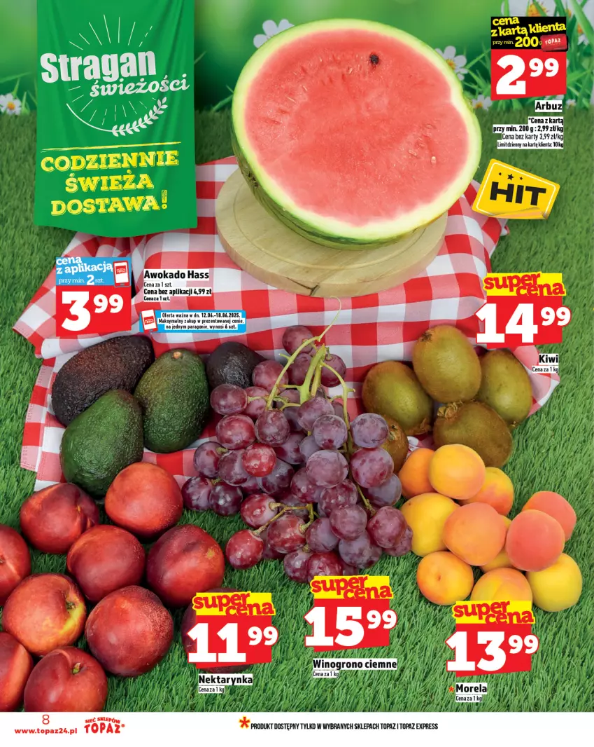 Gazetka promocyjna Topaz - Gazetka - ważna 12.06 do 18.06.2025 - strona 8 - produkty: Morela, Nektar, Nektarynka, Top