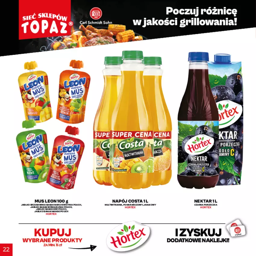 Gazetka promocyjna Topaz - Gazetka - ważna 29.04 do 18.07.2021 - strona 21 - produkty: Leon, LG, Mango, Mus, Napój, Nektar, Por