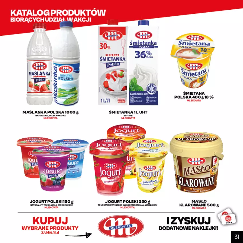 Gazetka promocyjna Topaz - Gazetka - ważna 29.04 do 18.07.2021 - strona 30 - produkty: Deser, Jogurt, Klej, Maślanka, Masło, Mleko, Mlekovita, Ser